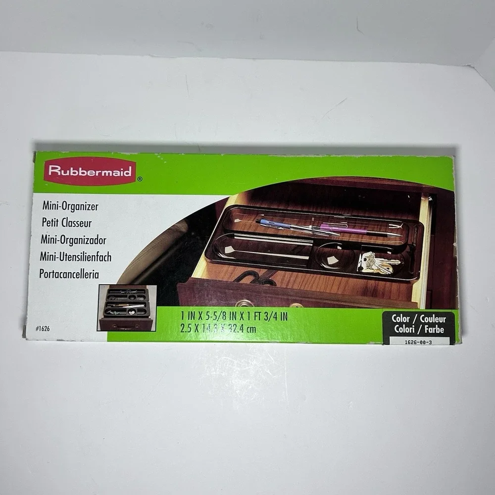 Vintage 90's Rubbermaid Mini Organizer Drawer Organizer Model #1626 Clear Brown